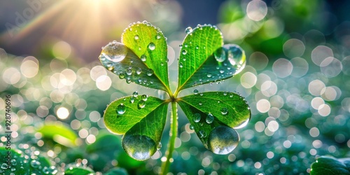 Dew-Kissed Clover in Sunlight, bokeh, nature, macro, photography