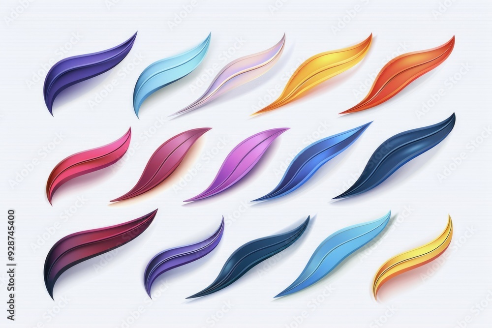A collection of colorful paper waves on a white background A collection of colorful paper waves on a white background