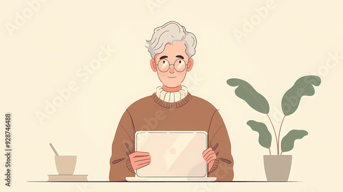 male teenager working with laptop, shopping online, making call. Importance of digital literacy for elderly people vector image