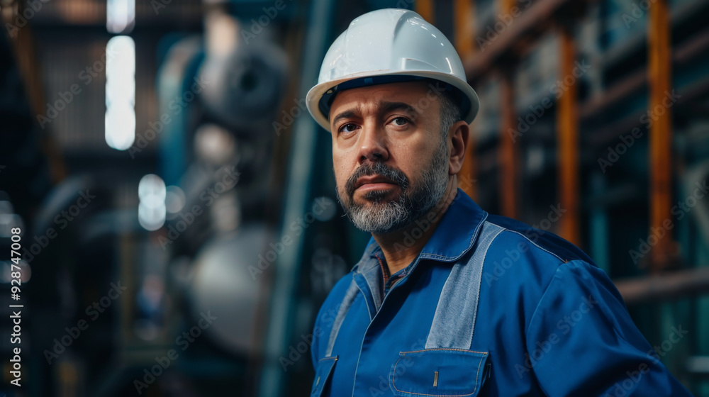 Latin Man in Dark Blue Overall and White Helmet
Latin Man in Dark Blue Overall and White Helmet