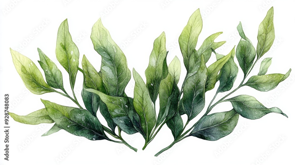 Beautiful watercolor painting of fresh green leaves, perfect for nature-themed designs and organic products. Beautiful watercolor painting of fresh green leaves, perfect for nature-themed designs and organic products.