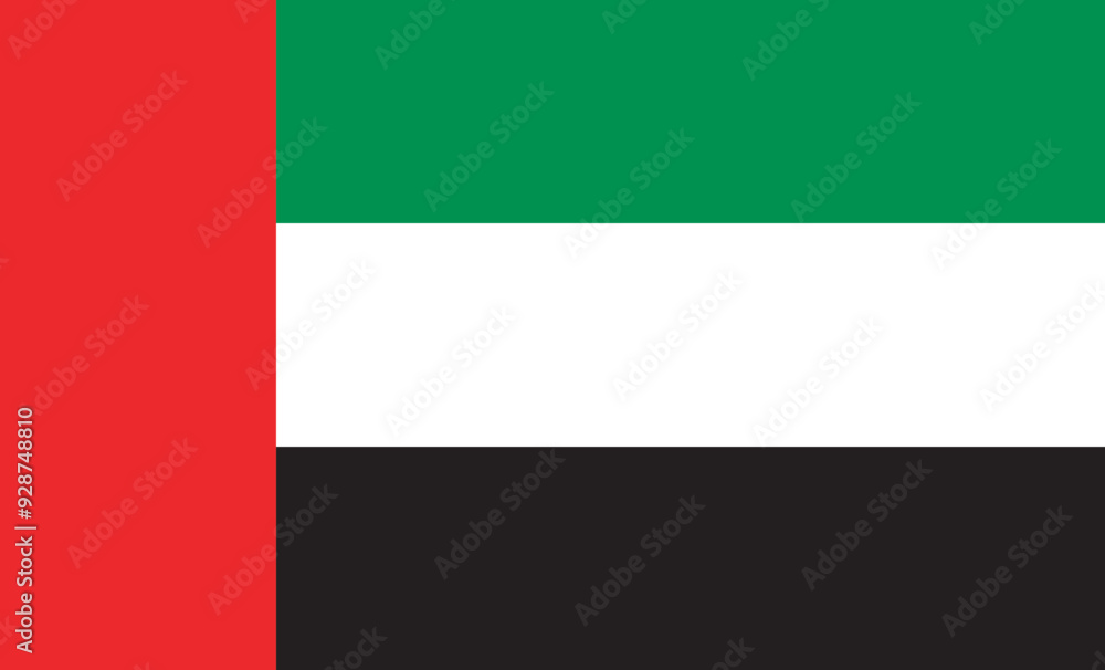 The national flag of the United Arab Emirates, UAE, Dubai, and Abu Dhabi official colors flag background, vector illustration The national flag of the United Arab Emirates, UAE, Dubai, and Abu Dhabi official colors flag background, vector illustration