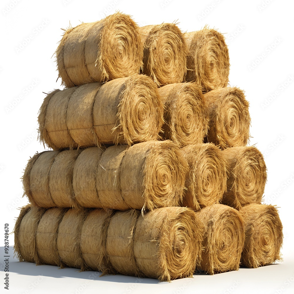 a haystack collected in a field after harvesting folded into a large sheaf on a white background a haystack collected in a field after harvesting folded into a large sheaf on a white background