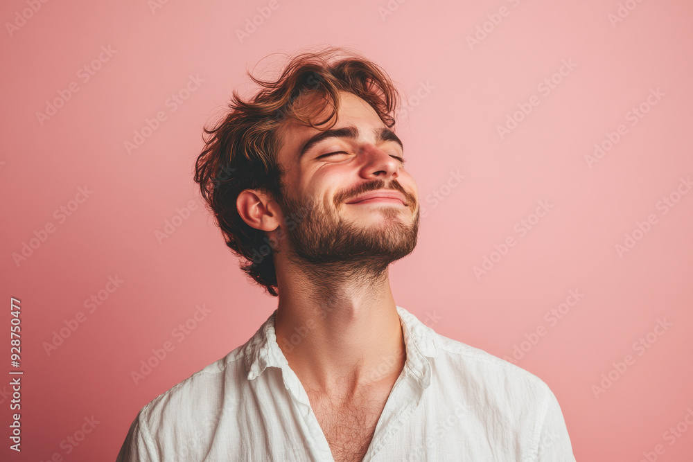 A close up of a man's face with his eyes closed A close up of a man's face with his eyes closed