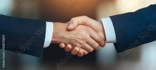 A professional handshake symbolizing agreement, partnership, and mutual respect in a corporate environment.