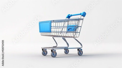 Supermarket shopping cart isolated on white.