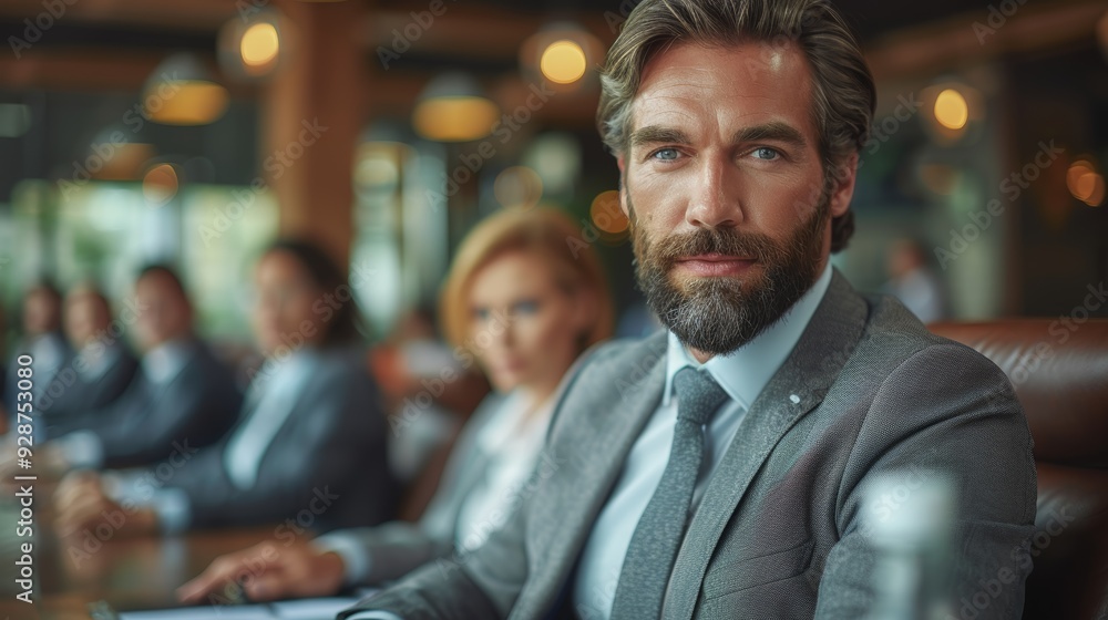 Business meeting with professionals discussing strategy in a modern conference room Business meeting with professionals discussing strategy in a modern conference room