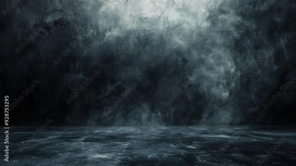 Moody Dark Blue Concrete Background with Fog and Light Moody Dark Blue Concrete Background with Fog and Light