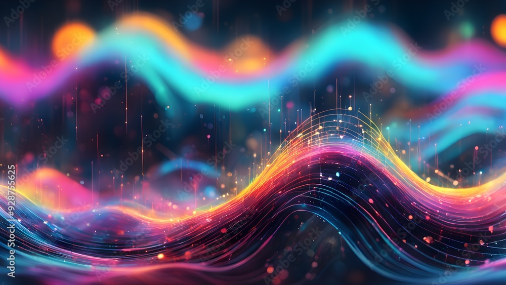 Obraz premium A colorful wave with a lot of sparkles and dots