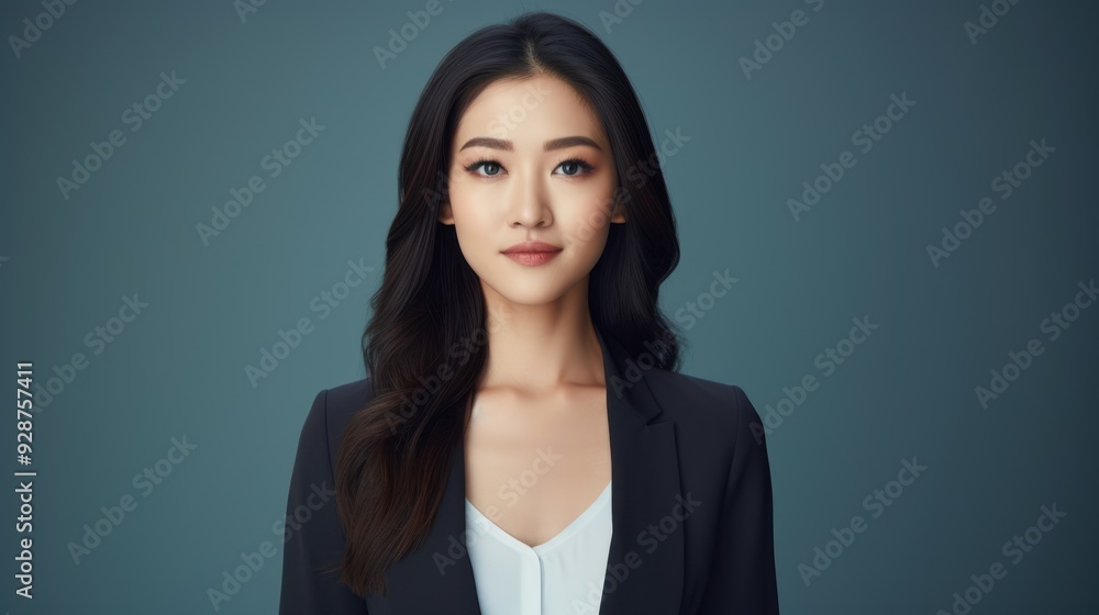 Portrait of a confident Asian female vlogger making a live talk video conference Portrait of a confident Asian female vlogger making a live talk video conference