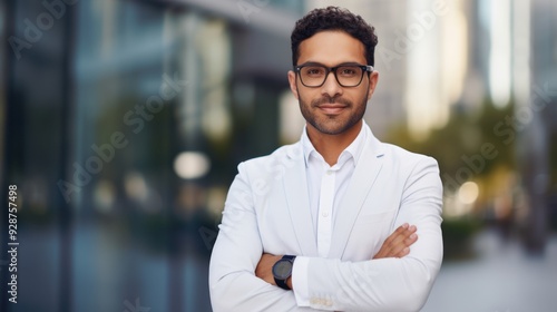 Portrait of a confident multiethnic architect standing with arms crossed, 