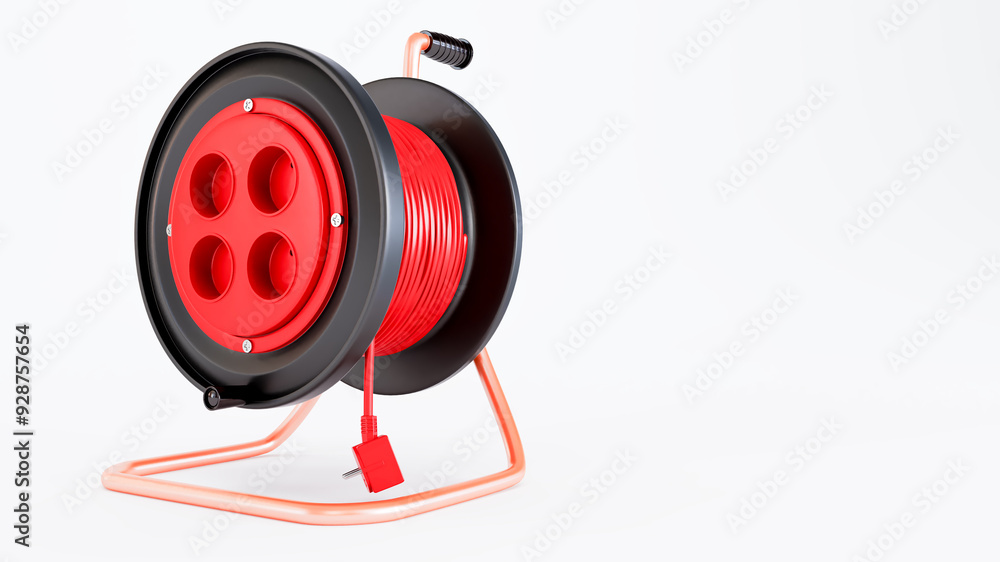 red and black Electric Cable Spool isolated on white background red and black Electric Cable Spool isolated on white background