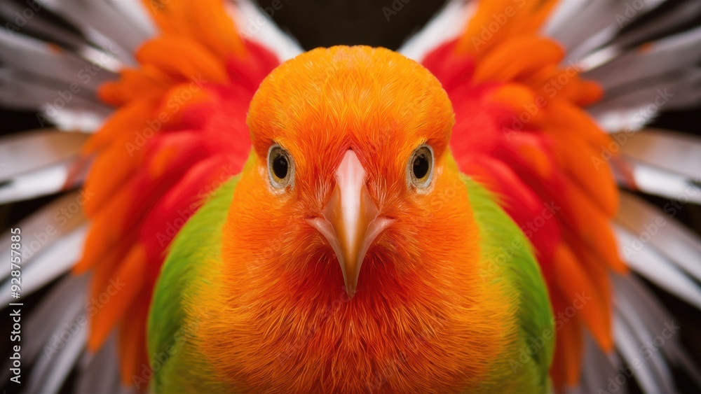 Fototapeta premium A close up of a colorful bird with large wings, AI
