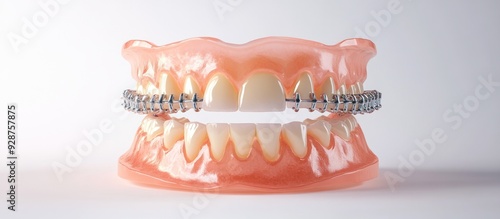 Dental Model with Braces for Orthodontic Treatment photo