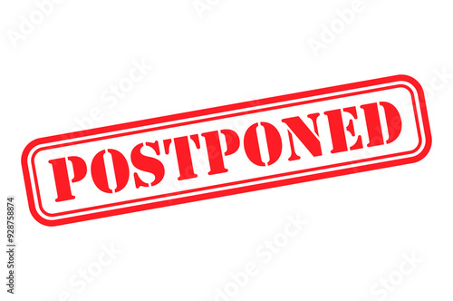 Postponed stamp symbol, label sticker sign button, text banner vector illustration