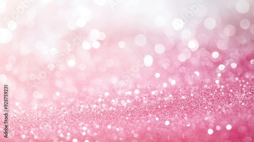 A soft pink and white bokeh background with sparkling glitter effects.
