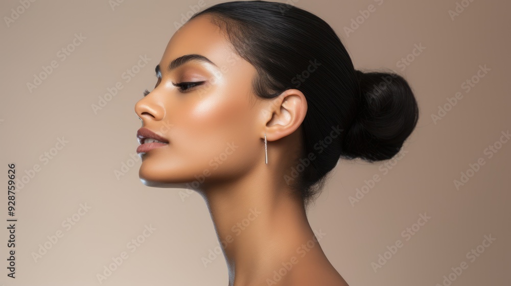 a woman with a peaceful smile and relaxed a woman with a peaceful smile and relaxed