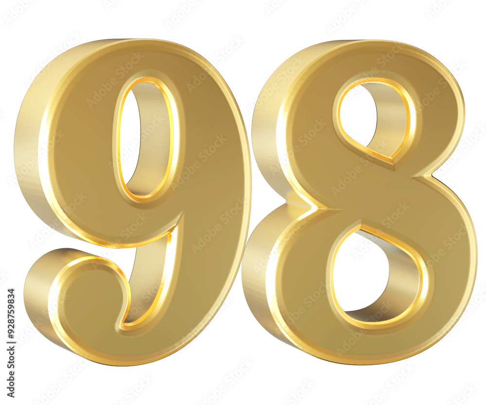 Gold 3D Number 98 Gold 3D Number 98