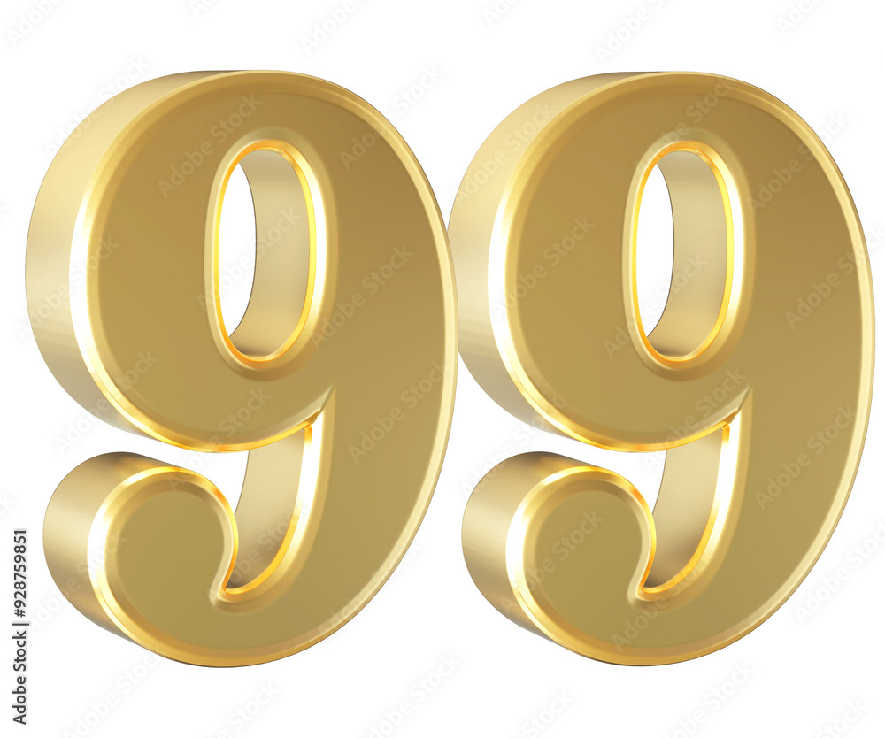 Gold 3D Number 99 Gold 3D Number 99