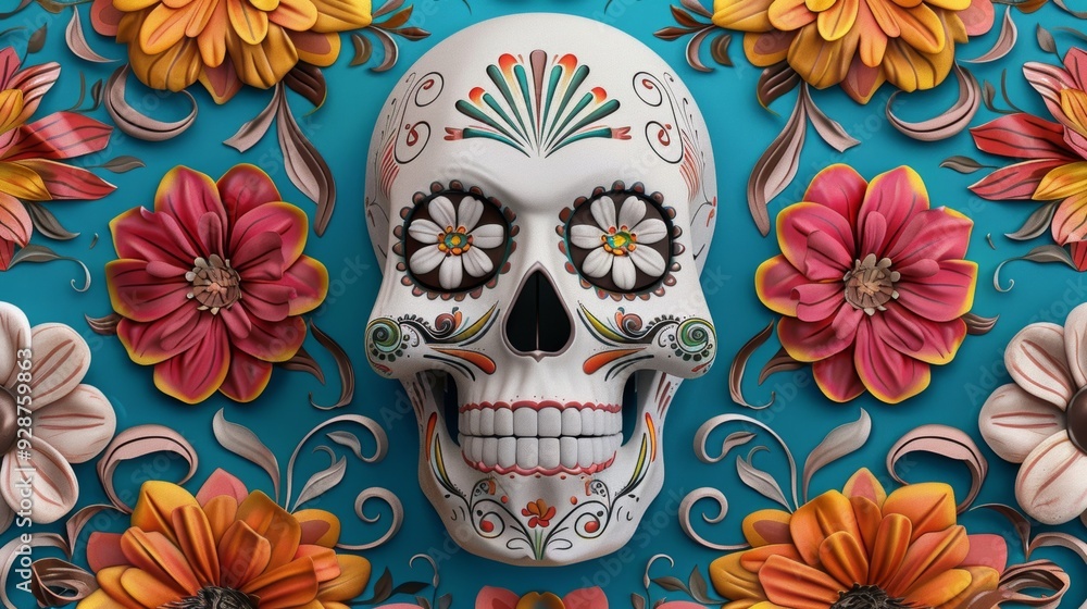 skull with flowers surrounding it skull with flowers surrounding it