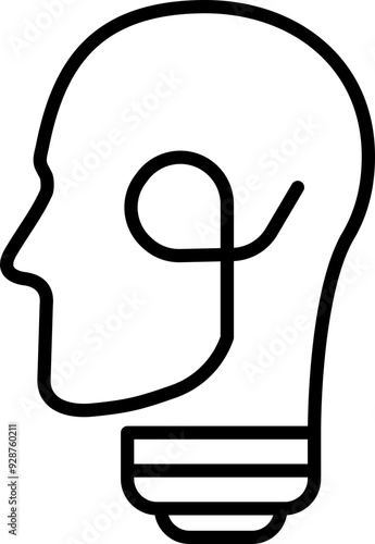 Head icon. Light bulb icon. Creative idea icon.