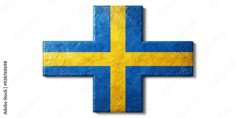 Obraz premium Swedish Flag Cross, Grunge , Symbol , Scandinavian , Country