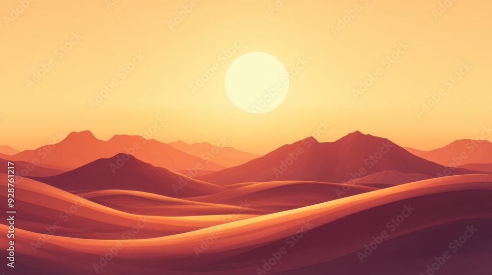 The sun shining over a mountain range in a desert landscape The sun shining over a mountain range in a desert landscape