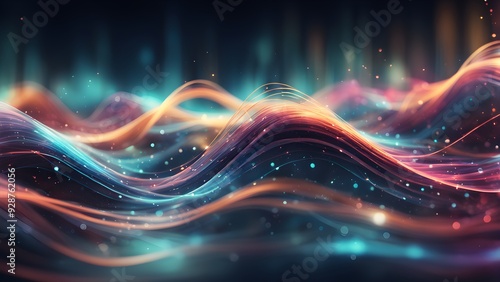 A colorful wave of light with a blue and orange stripe