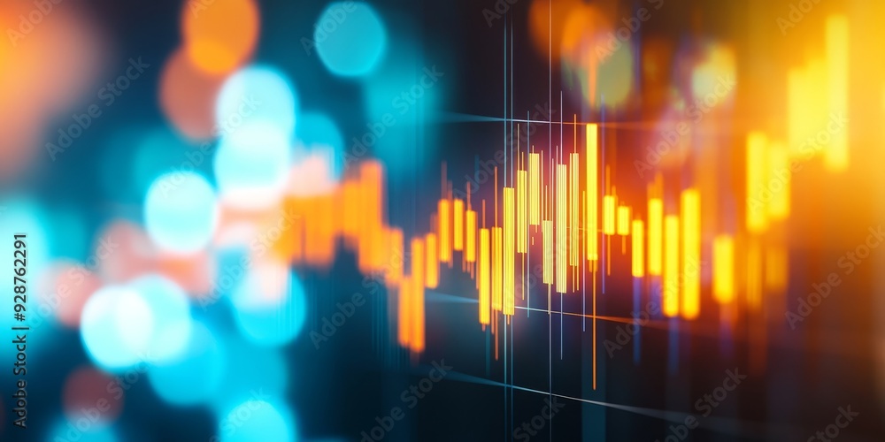 A vibrant and colorful visual representation showcasing the ongoing trends along with fluctuations in the stock market
