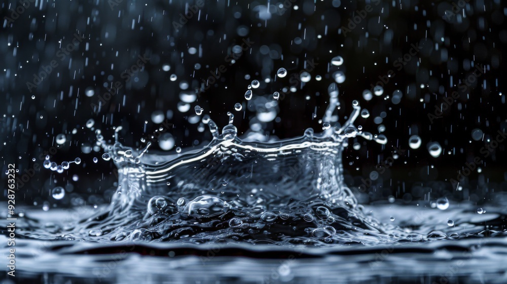 Water splash on dark background. Illustration generated by ai Water splash on dark background. Illustration generated by ai