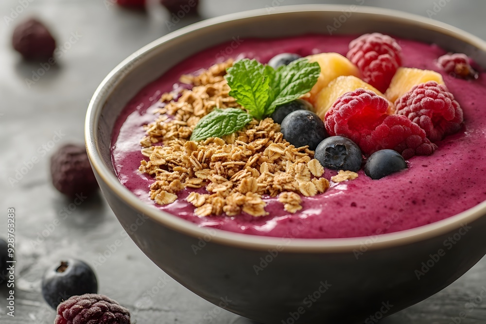 Vibrant Smoothie Bowl with Fresh Fruit and Granola A Balanced and Delicious Breakfast Representing a Healthy Nutritious and Energizing Start to the Day Vibrant Smoothie Bowl with Fresh Fruit and Granola A Balanced and Delicious Breakfast Representing a Healthy Nutritious and Energizing Start to the Day