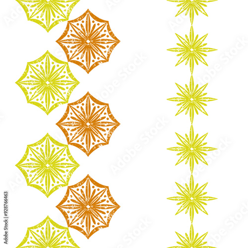 Decorative Star Oriental Vector Seamless Borders Set