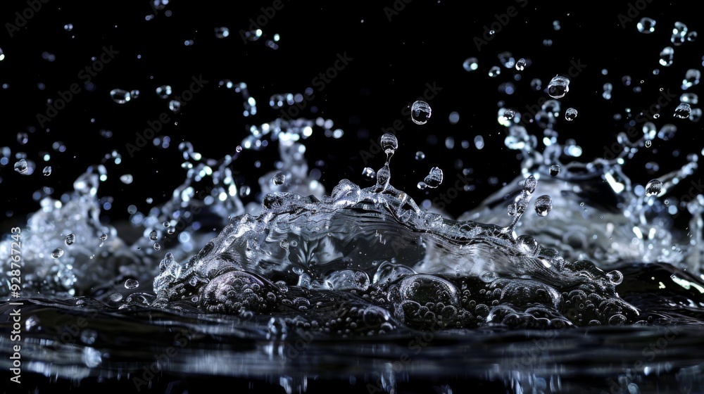 Water splash on dark background. Illustration generated by ai Water splash on dark background. Illustration generated by ai