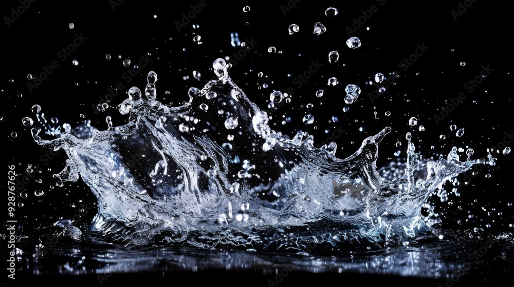 Water splash on dark background. Illustration generated by ai Water splash on dark background. Illustration generated by ai