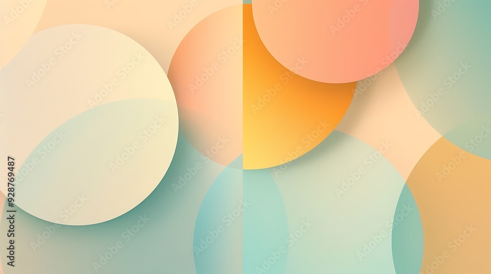 Abstract Geometric Background with Overlapping Circles in Pastel Colors Abstract Geometric Background with Overlapping Circles in Pastel Colors