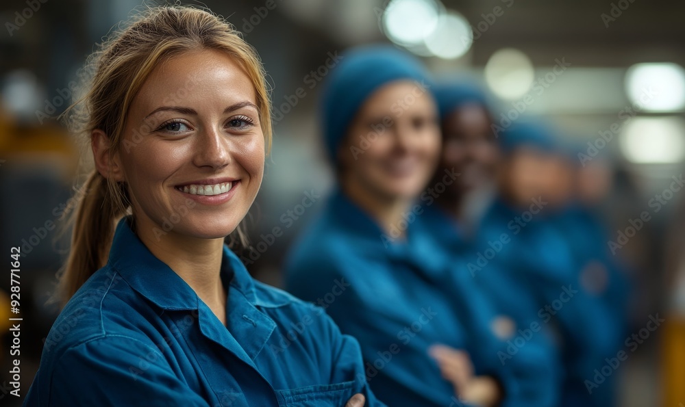 Smiling Factory Workers: Teamwork and Unity in Action, Generative AI Smiling Factory Workers: Teamwork and Unity in Action, Generative AI