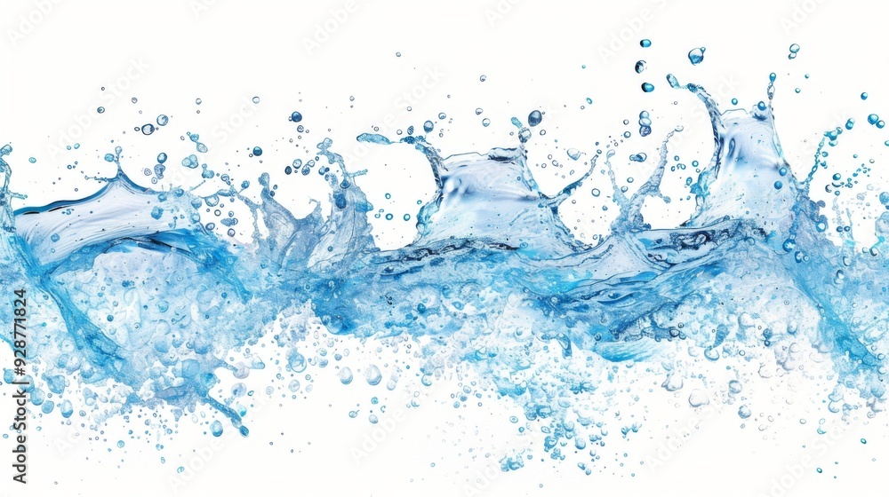 Water splash on white background. Illustration generated by ai Water splash on white background. Illustration generated by ai