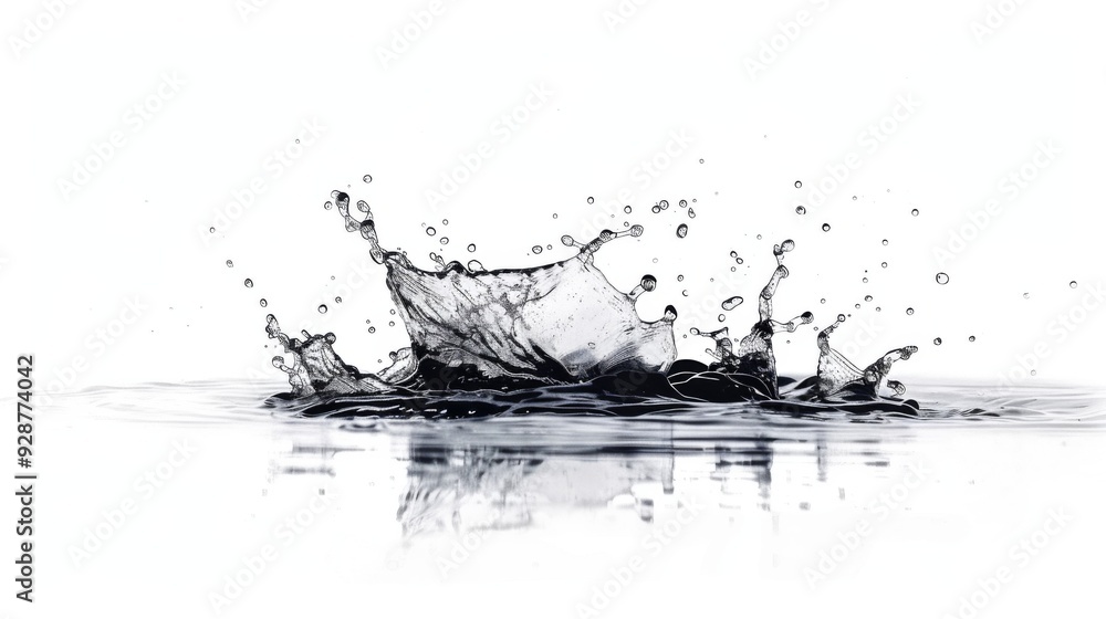 Water splash on white background. Illustration generated by ai Water splash on white background. Illustration generated by ai