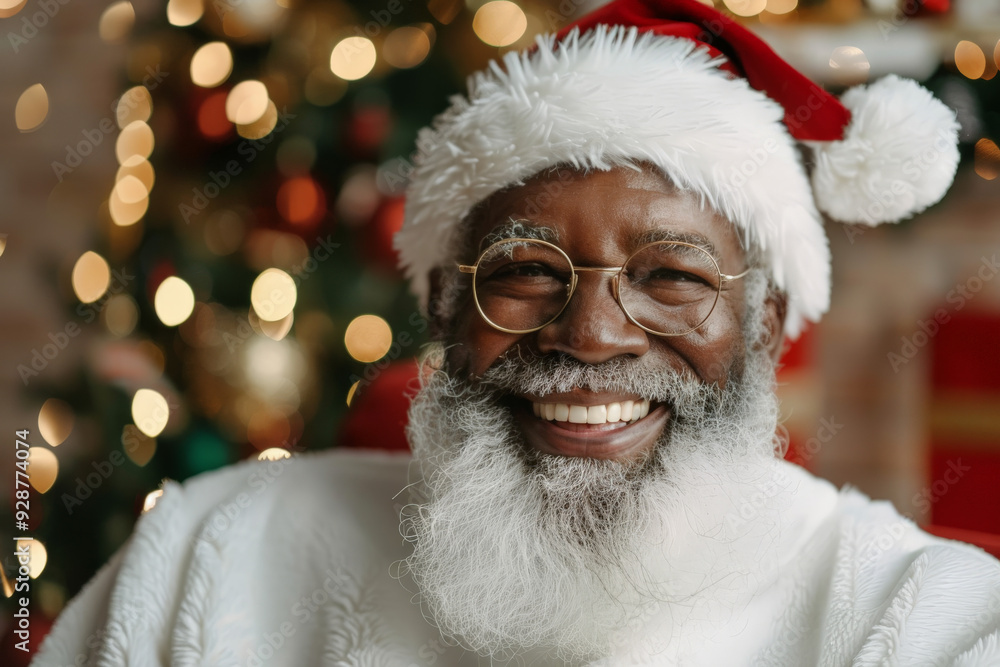African American Santa Claus spreading joy at Christmas
African American Santa Claus spreading joy at Christmas