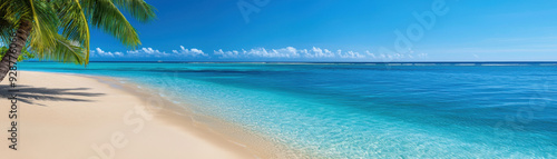 Wallpaper Mural Stunning tropical beach with crystal-clear turquoise water, white sand, and palm trees, perfect for relaxation and vacation enthusiasts. Torontodigital.ca