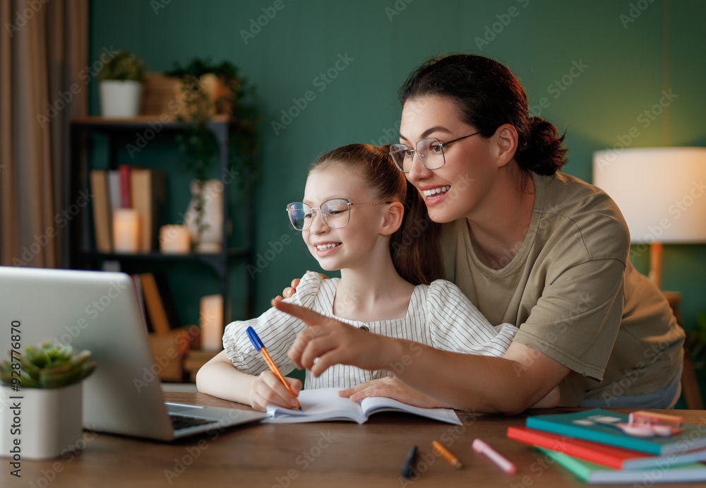 Girl doing homework or online education. Girl doing homework or online education.