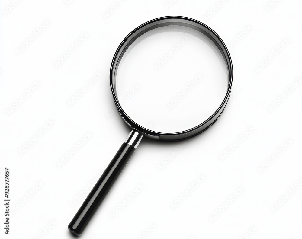 Magnifying glass on white background, top view Magnifying glass on white background, top view