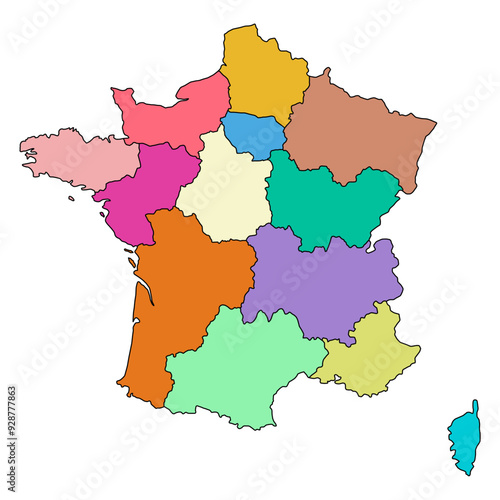France regions map symbol shape, travel web flat concept icon symbol vector illustration
