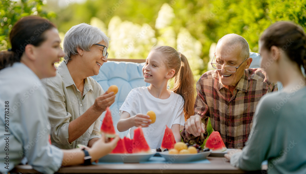 Obraz premium family spending time together in summer morning