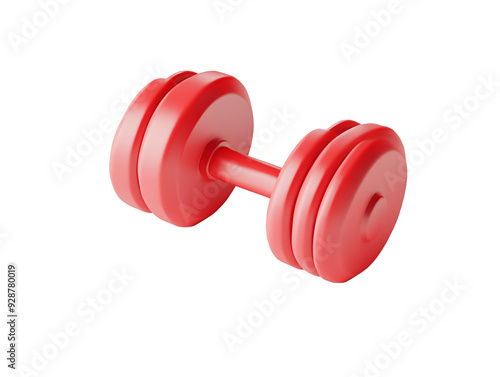 a red dumbbell on a white surface photo