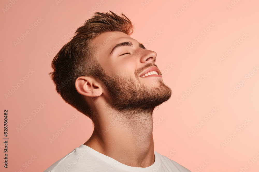 A close up of a man's face with his eyes closed A close up of a man's face with his eyes closed
