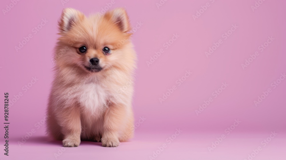 A cute Pomeranian puppy sitting on a solid pastel 279 dog, pomeranian, pet, spitz, puppy, animal, cute, isolated, white, brown, portrait, small, breed, canine, fluffy, mammal, pedigreed, purebred, s A cute Pomeranian puppy sitting on a solid pastel 279 dog, pomeranian, pet, spitz, puppy, animal, cute, isolated, white, brown, portrait, small, breed, canine, fluffy, mammal, pedigreed, purebred, s