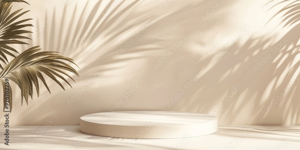 Showcase your exquisite products on this elegant and stylish beige pastel backdrop adorned with beautiful tropical palm shadows, making it perfect for stunning mockups and captivating presentations Showcase your exquisite products on this elegant and stylish beige pastel backdrop adorned with beautiful tropical palm shadows, making it perfect for stunning mockups and captivating presentations