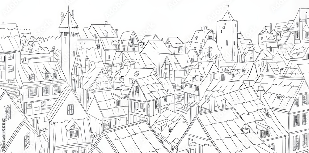 Fortress, castle, house and fortress sketch from the Middle Ages. Set of hand drawn modern icons, black and white. Fortress, castle, house and fortress sketch from the Middle Ages. Set of hand drawn modern icons, black and white.