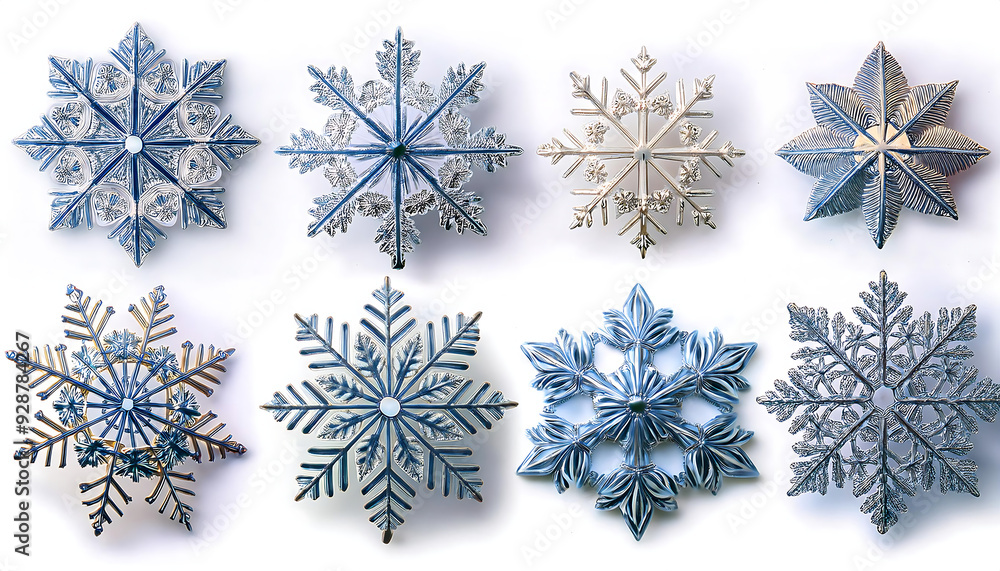 set different snowflakes white background set different snowflakes white background